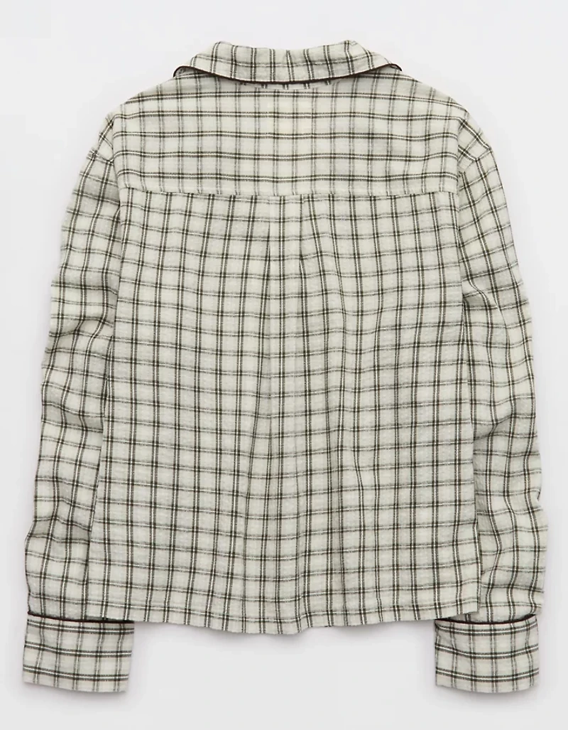 OVERSLEPT by Aerie Seersucker Long Sleeve Shirt