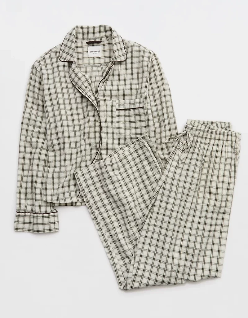 OVERSLEPT by Aerie Seersucker Long Sleeve Shirt
