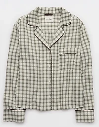OVERSLEPT by Aerie Seersucker Long Sleeve Shirt
