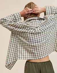 OVERSLEPT by Aerie Seersucker Long Sleeve Shirt