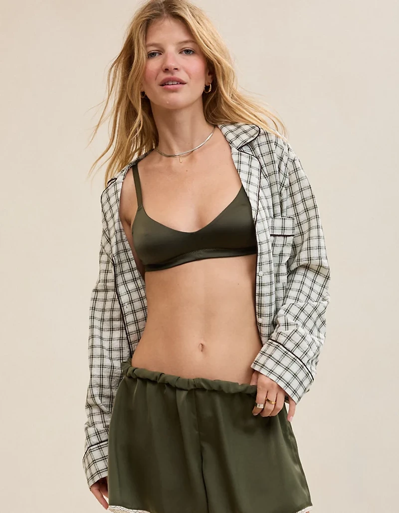 OVERSLEPT by Aerie Seersucker Long Sleeve Shirt