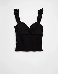 AE Sunchaser Knit Wrap Front Smocked Tank Top