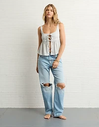 AE Tie Front Flyaway Babydoll Tank Top