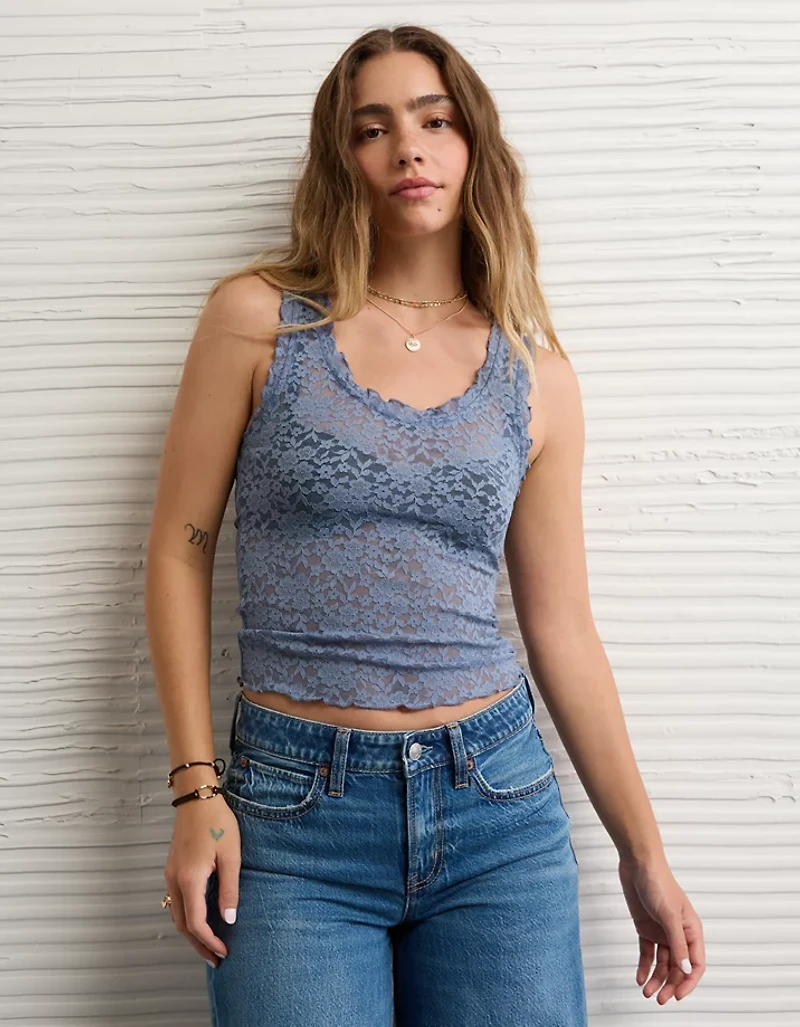 Débardeur en dentelle à encolure plongeante AE