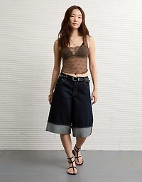 AE Square Neck Bow Mesh Tank Top