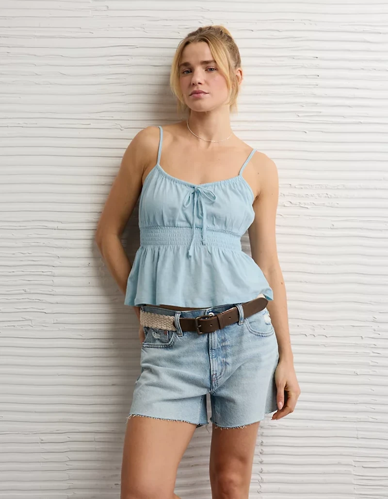 AE Sunchaser Tie-Front Smocked Cami