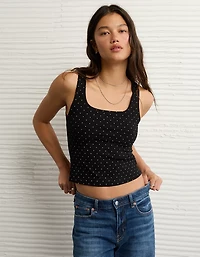AE Square Neck Polka Dot Tank Top