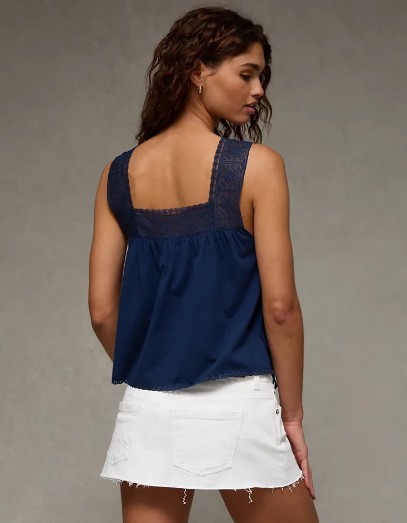 AE Sunchaser Square Neck Lace Tank Top