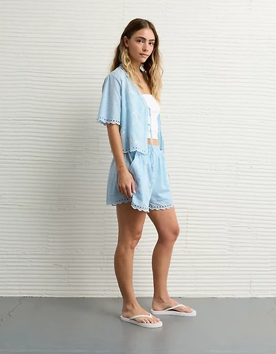 AE High-Waisted Embroidered Short