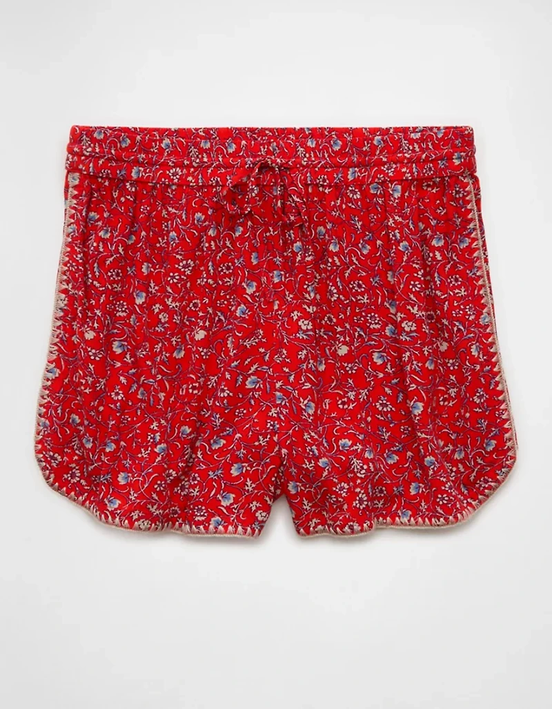 Short à ourlet dauphin taille haute motif floral AE