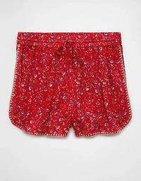 Short à ourlet dauphin taille haute motif floral AE
