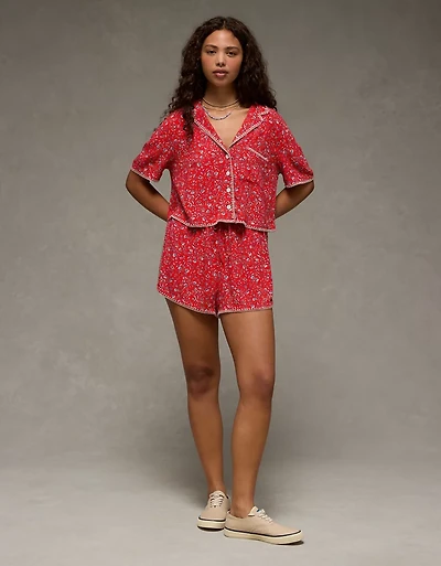 Short à ourlet dauphin taille haute motif floral AE