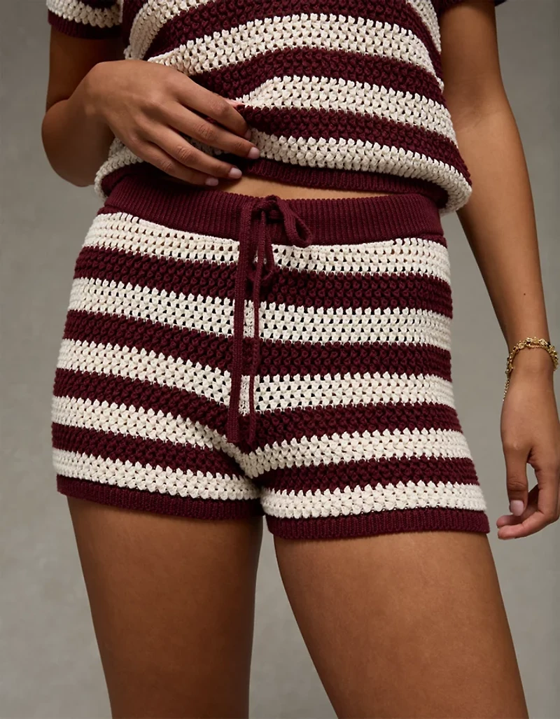 Short à rayures en tricot au crochet AE