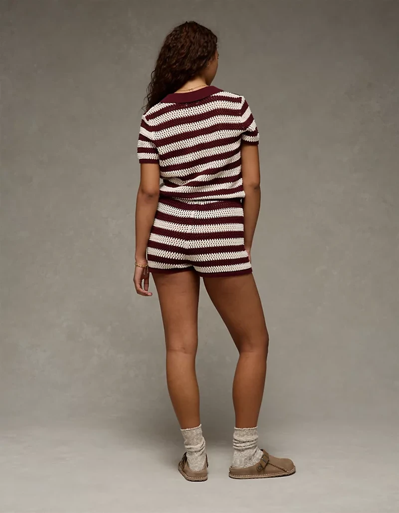Short à rayures en tricot au crochet AE