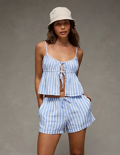 AE High-Waisted Linen-Blend Soft Short