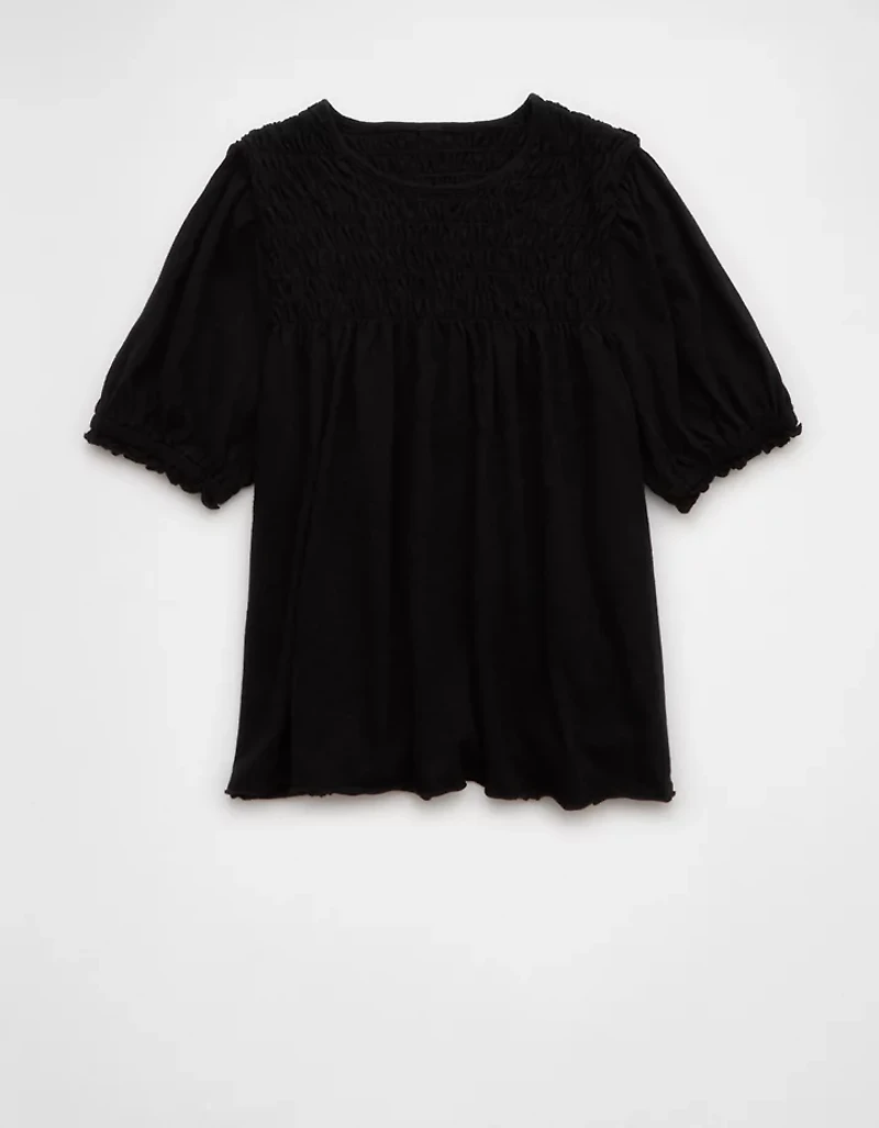 AE Sunchaser Knit Puff Sleeve Smocked T-Shirt