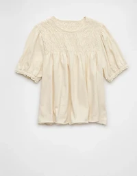 T-shirt à smocks en tricot manches bouffantes Vive le soleil AE