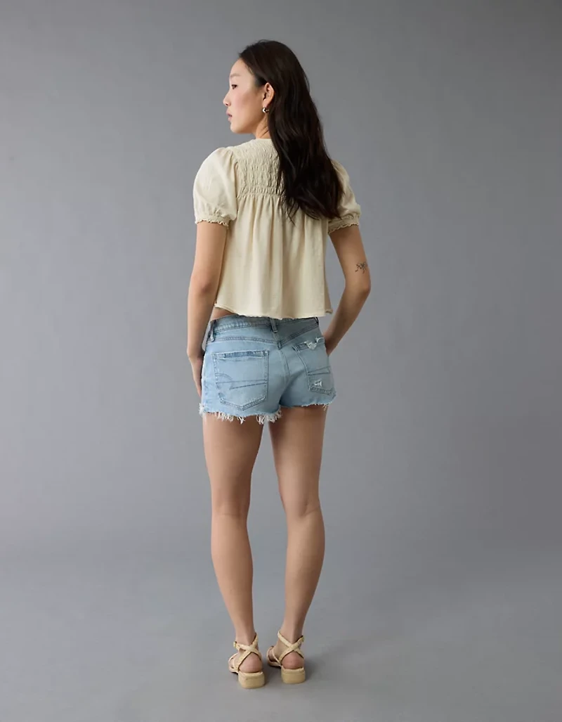 T-shirt à smocks en tricot manches bouffantes Vive le soleil AE