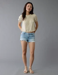 T-shirt à smocks en tricot manches bouffantes Vive le soleil AE