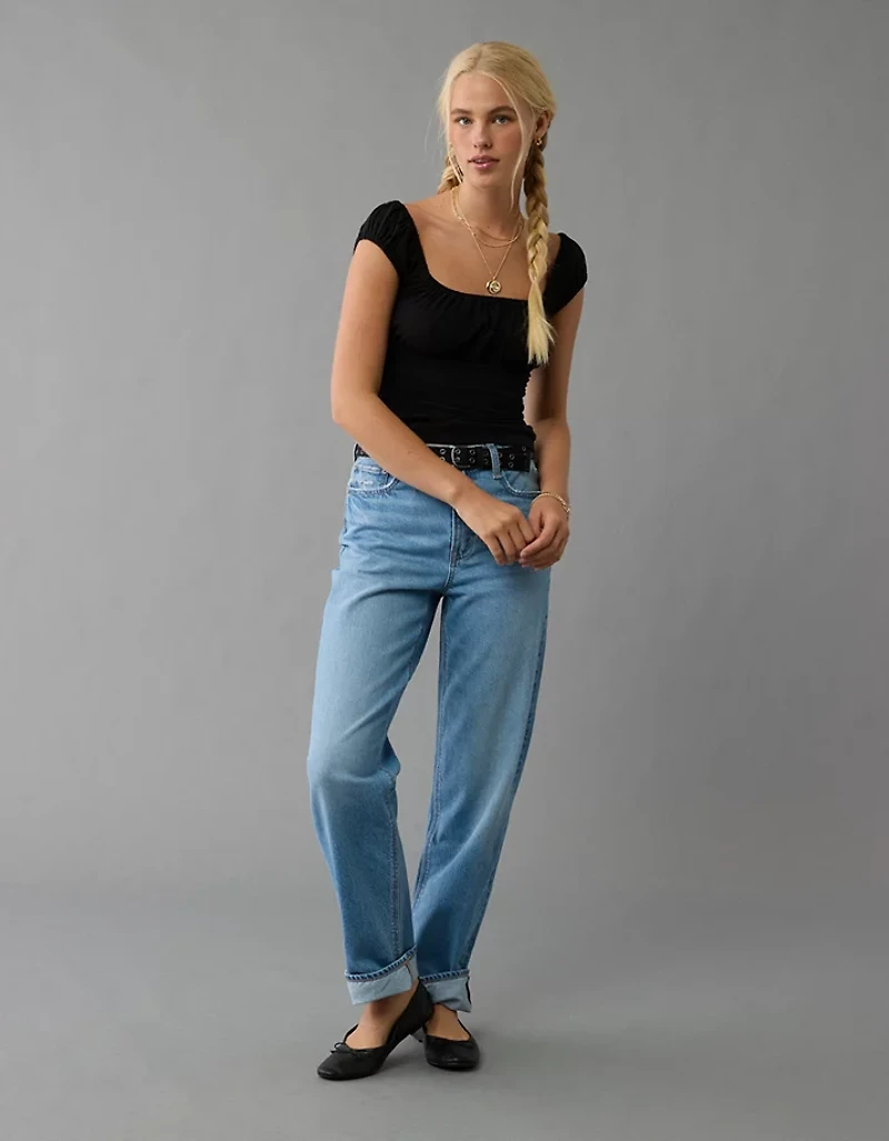 AE Ruched Square Neck T-Shirt