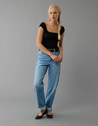 AE Ruched Square Neck T-Shirt