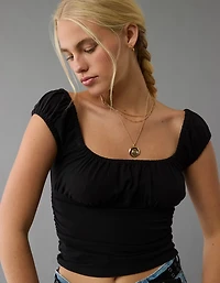 AE Ruched Square Neck T-Shirt