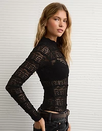 AE Long Sleeve Mock Neck Lace Bodysuit