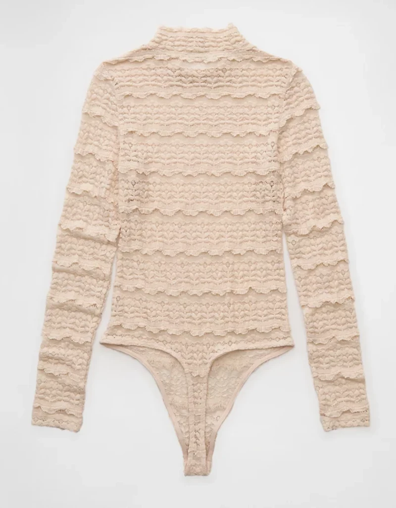 AE Long Sleeve Mock Neck Lace Bodysuit