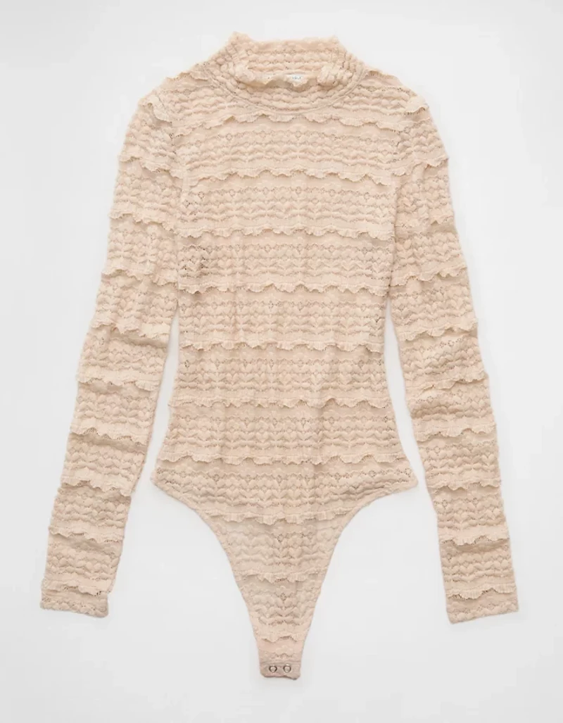 AE Long Sleeve Mock Neck Lace Bodysuit