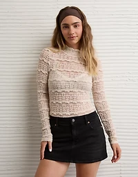 AE Long Sleeve Mock Neck Lace Bodysuit