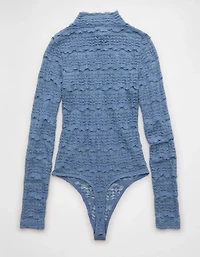 Justaucorps avec dentelle à col cheminée et manches longues AE