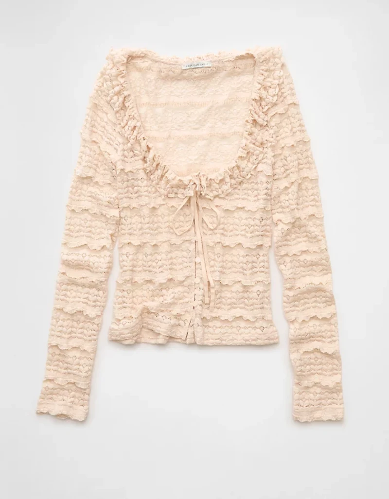 T-shirt à encolure volants AE