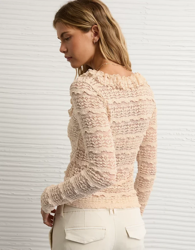 T-shirt à encolure volants AE