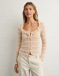 T-shirt à encolure volants AE