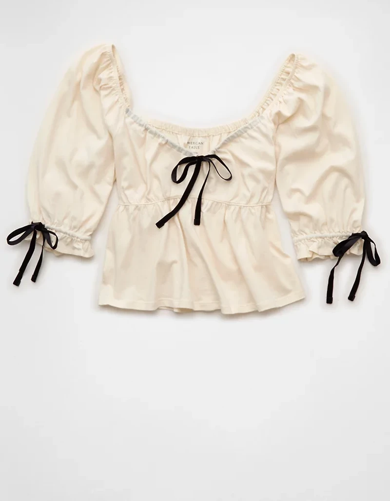 T-shirt nuisette à manches bouffantes AE