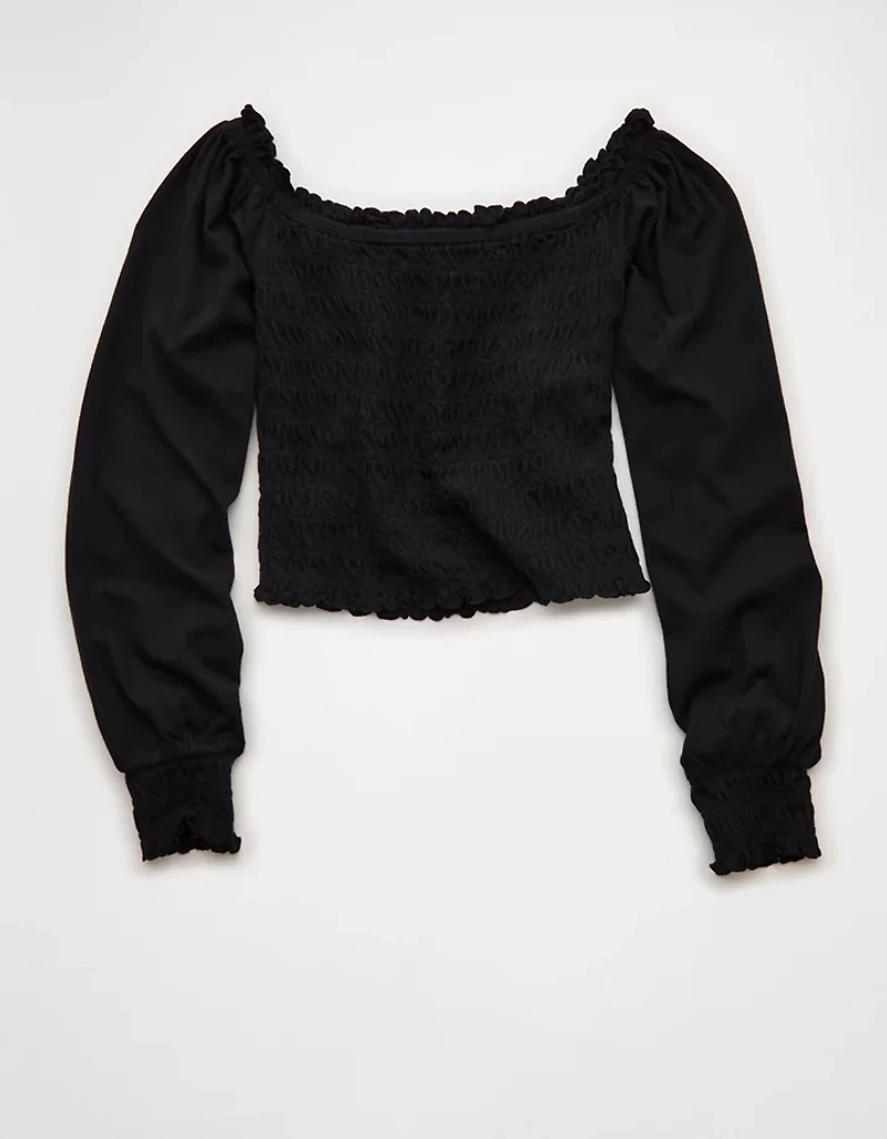 AE Sunchaser Off-the-Shoulder Smocked Tee