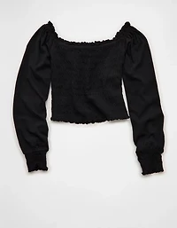 AE Sunchaser Off-the-Shoulder Smocked Tee