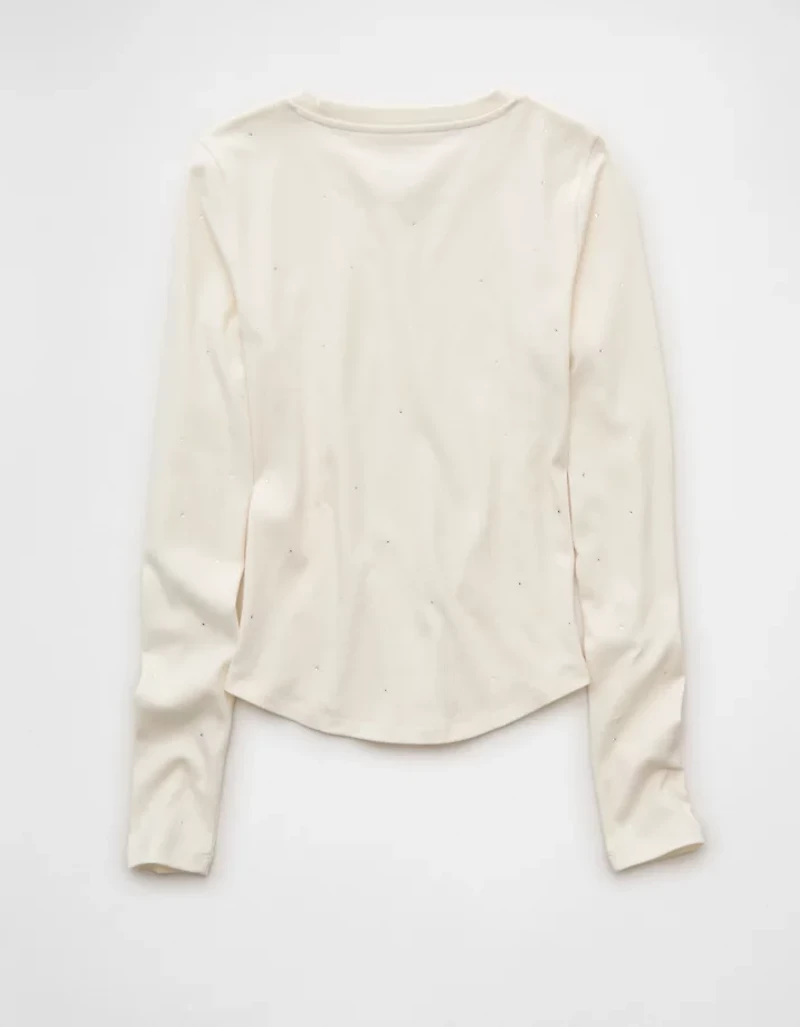 T-shirt à manches longues orné de pierres du Rhin AE