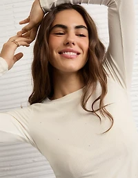 T-shirt à manches longues orné de pierres du Rhin AE