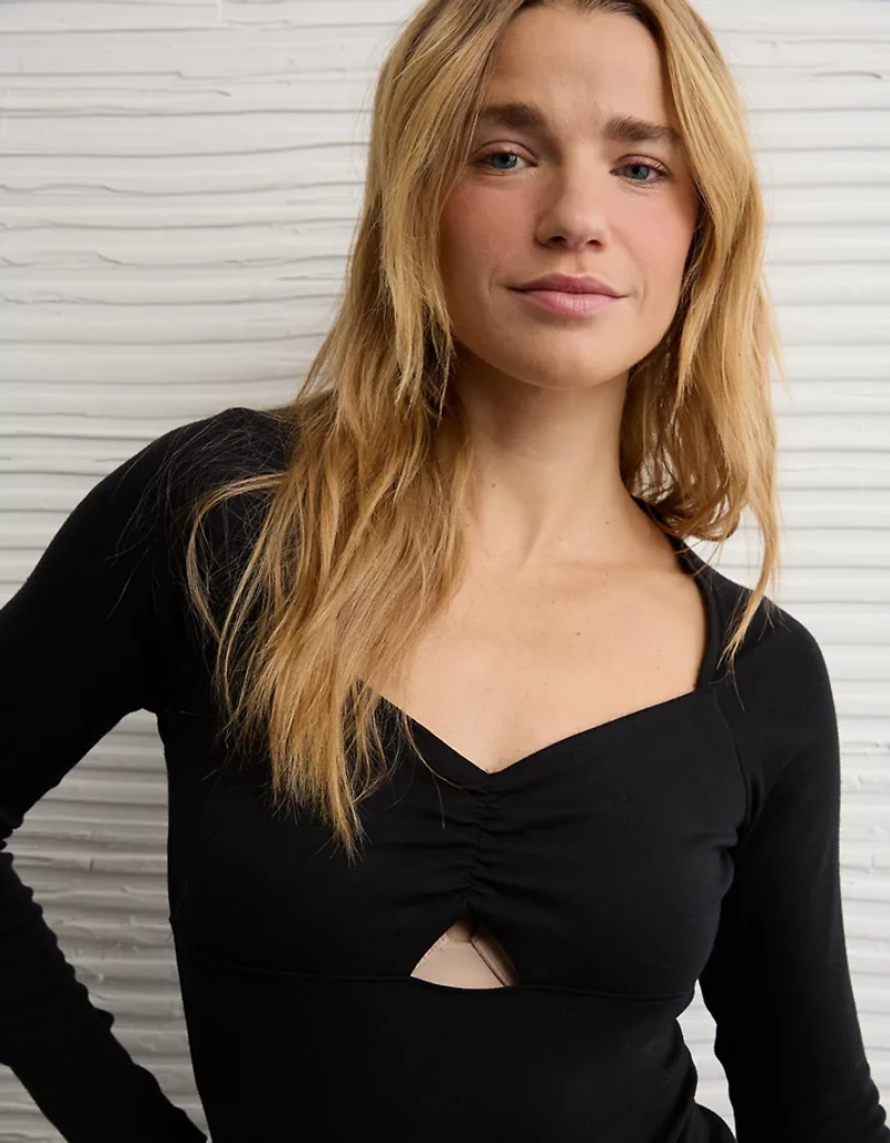 AE Long Sleeve Bow Front Bodysuit