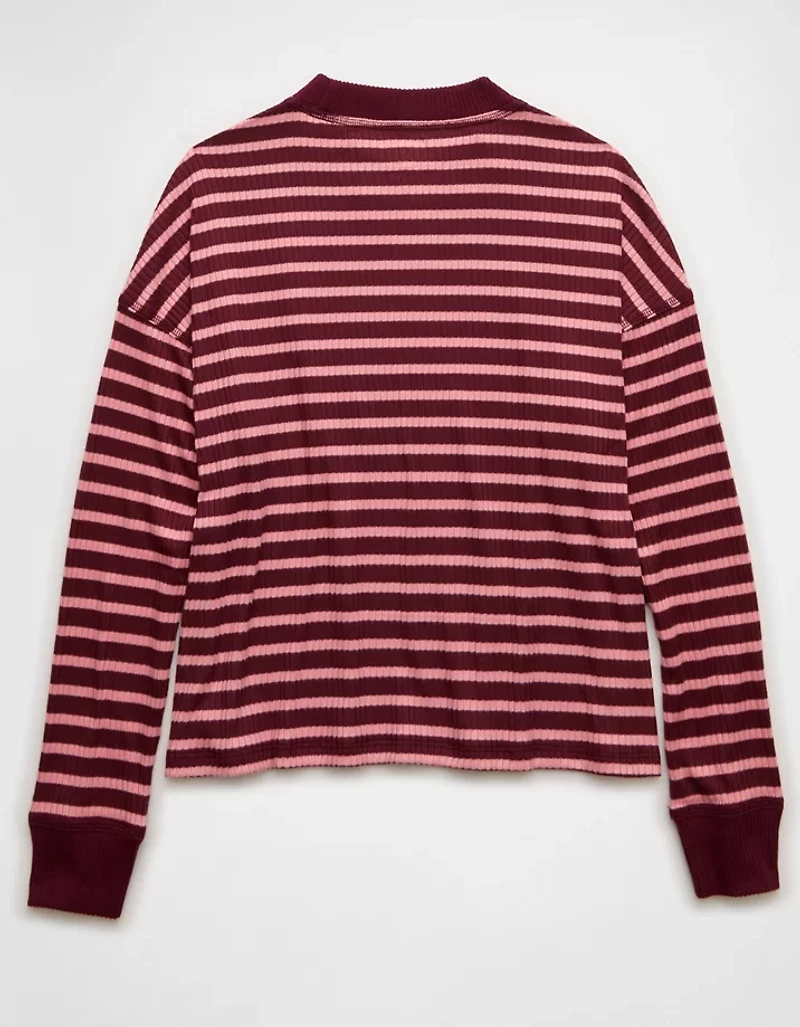 AE Long-Sleeve Waffle Plush Crew Neck Tee