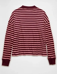 AE Long-Sleeve Waffle Plush Crew Neck Tee