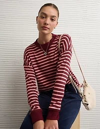 AE Long-Sleeve Waffle Plush Crew Neck Tee