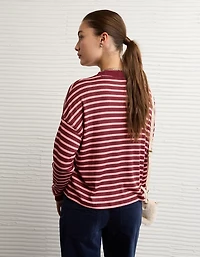 AE Long-Sleeve Waffle Plush Crew Neck Tee