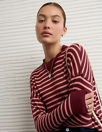 AE Long-Sleeve Waffle Plush Crew Neck Tee