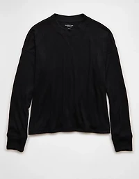 AE Long-Sleeve Waffle Plush Crew Neck Tee