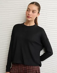 AE Long-Sleeve Waffle Plush Crew Neck Tee