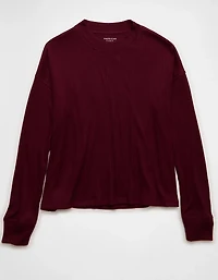 AE Long-Sleeve Waffle Plush Crew Neck Tee