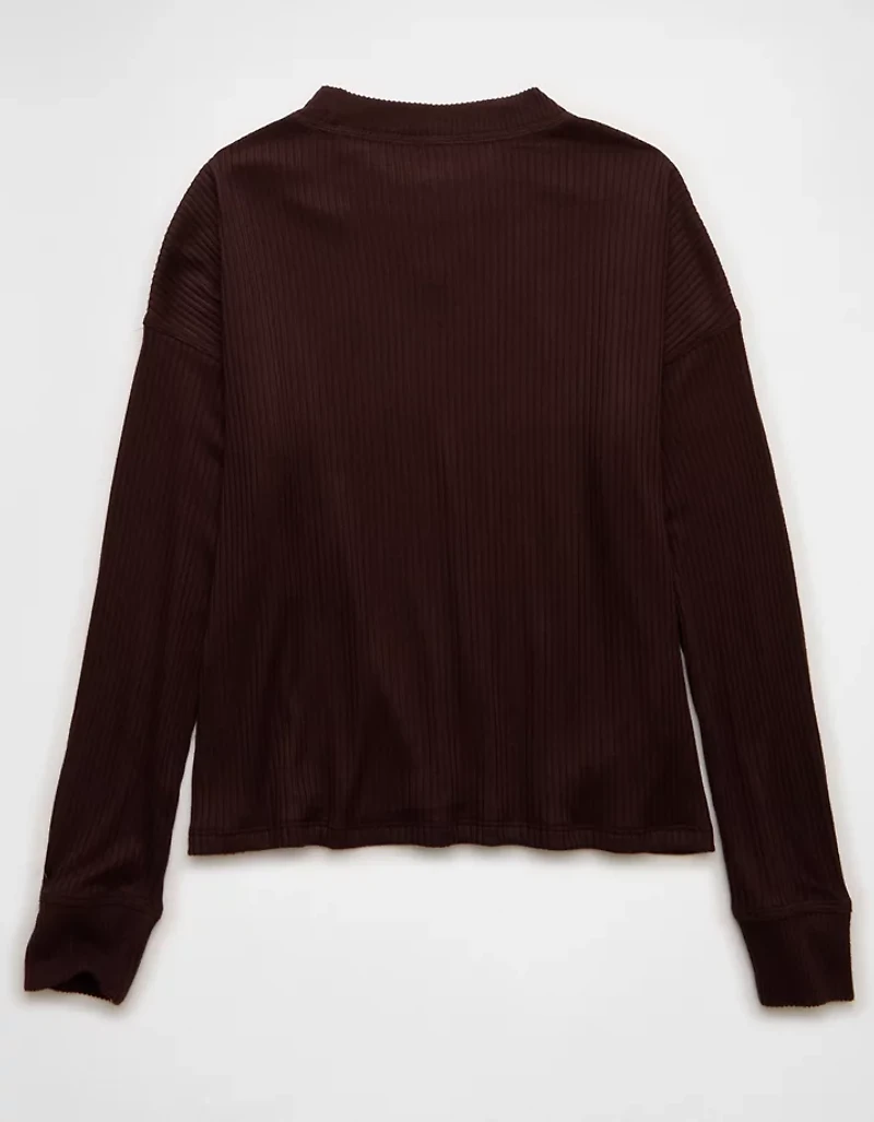 AE Long-Sleeve Waffle Plush Crew Neck Tee