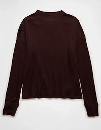 AE Long-Sleeve Waffle Plush Crew Neck Tee